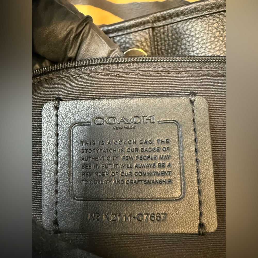 COACH Tiger Print Leather Tote Bag in Yellow and Black - Picture 7 of 12